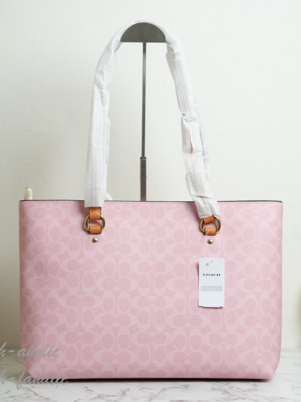 COACH CEA21 Station Tote Bag In Signature Canvas Leather Powder Pink NWT - Picture 5 of 11